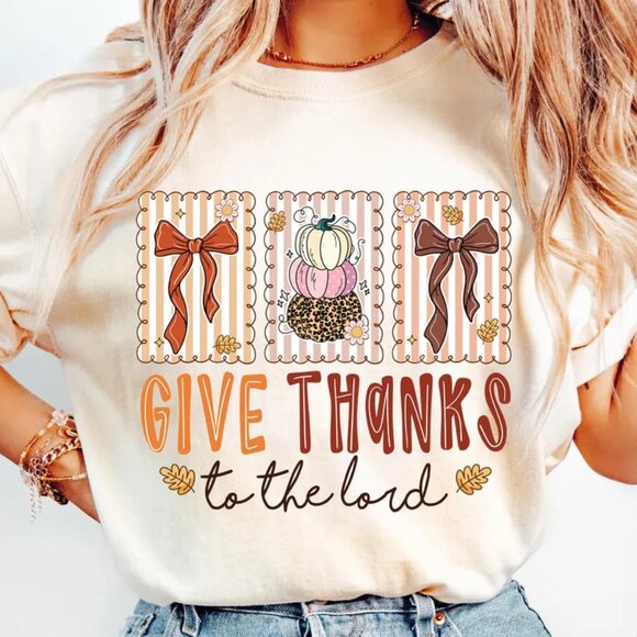 Tops - Give Thanks Shirt, Floral Christian Coquette Shirt, Thanksgiving Shirt